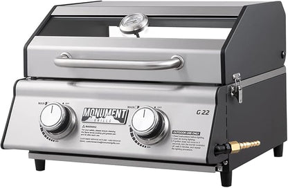 Monument Grills Clearview® 2-Burner Tabletop Propane Gas Grill with 1 Pound Tank Adapter(2 items)
