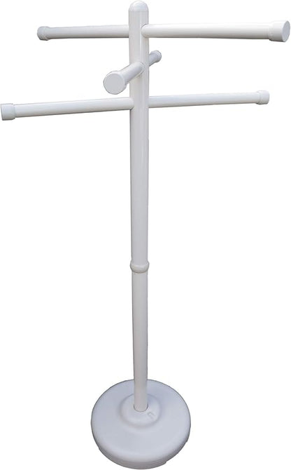 Portable, Outdoor Spa and Pool Towel Rack - Bone. Made in The USA 3 Bar Towel Stand for Indoor and Outdoor Use. 50” Tall Towel Tree by Outdoor Lamp Company
