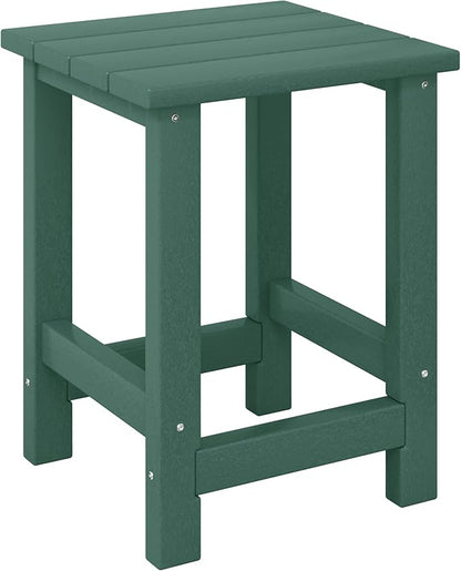 Costaelm Kids Outdoor Side Table, Small Patio HDPE Adirondack Square Table, Porch End Table for Outside Pool Garden, Dark Green