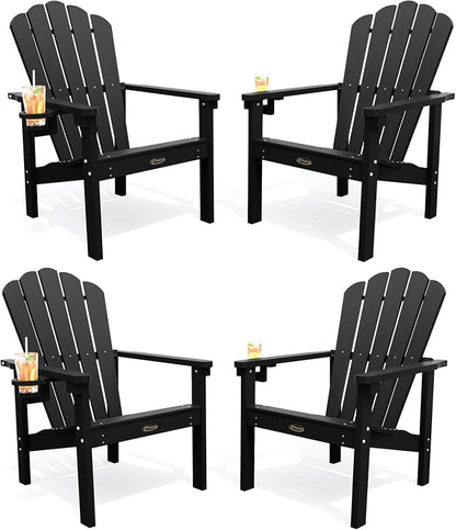 THOEOE Stackable Adirondack Chair Set of 4, HDPE Fire Pit Chairs Set of 4 | by THOEOE