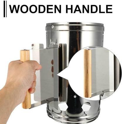 Luxshiny Outdoor Barbecue Charcoal Chimney Starter Bucket with Heat Shield and Wooden Handle Fire Starter for Quick Ignition Safe Odorless Grill Tool for Camping and Bbq Cooking