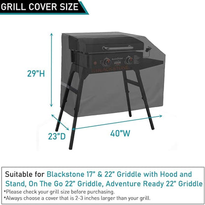 ZJYWSCH Griddle Cover for Blackstone 22 17 Inch Griddle with Hood and Stand, for Blackstone Adventure Ready 22" 1891 1833 2341, On The Go 1935 1939 1967 2015, for Pit Boss PB260PSP2