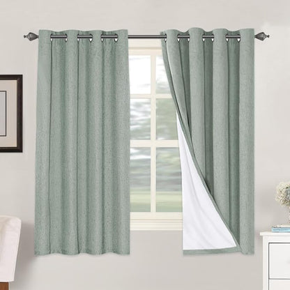 H.VERSAILTEX Linen Blackout Curtains 63 Inches Long 100% Blackout Thermal by HVERSAILTEX