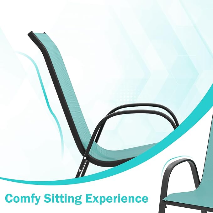 Tangkula Patio Dining Chairs Set of 4, Outdoor Stackable All Weather Heavy Duty - Image 6