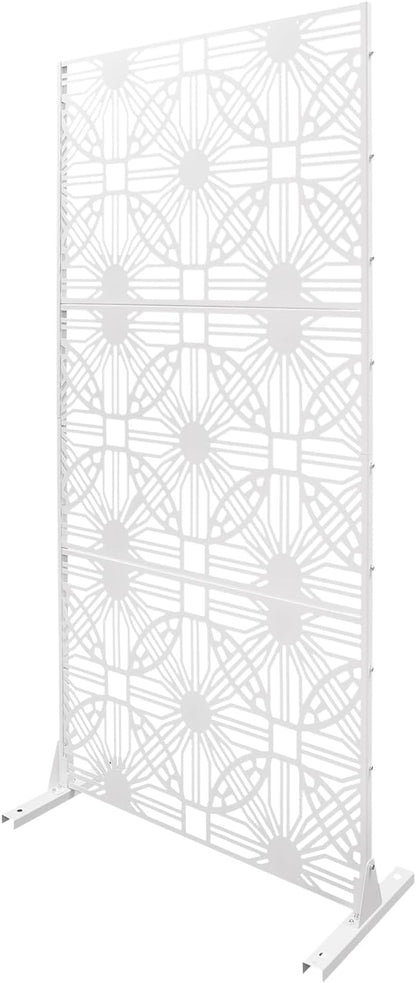 Outdoor Privacy Screen Freestanding, 36" W x 71.5" H Outdoor Decorative Screen Backyard Privacy Fence for Patio Garden Balcony Porch, White Lattice Panels