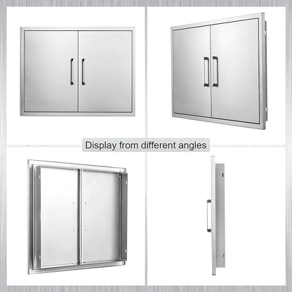 Outdoor Kitchen Door, 33" W23 H Kitchen Access Doors, Stainless Steel BBQ Double Door, Available for Outdoor Kitchen Island
