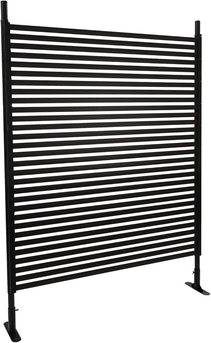 Outdoor Privacy Screens Freestanding, 47" W x 71" H Metal Slatted Decorative Privacy Screen and Panels with Stand, Brown Backyard Panels for Garden Patio
