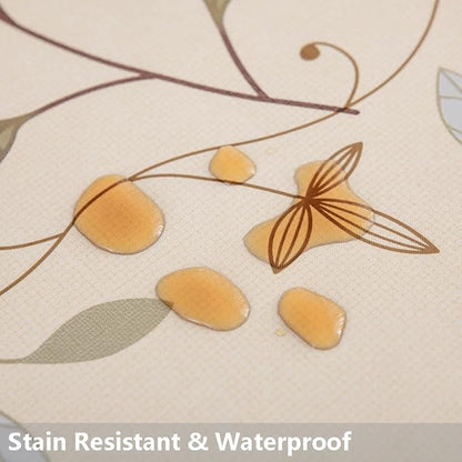 TruDelve Heavy Duty Vinyl Tablecloth Beige Plastic Table Cloth Waterproof Wipeable Oilcloth Plastic Tablecloths for Rectangle Tables (54'' x 84'', Leaves)