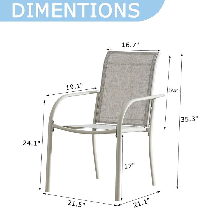 Stackable Patio Chairs Set of 6, Outdoor Dining Chairs - Image 2