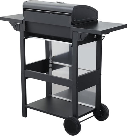 3-Burner Propane Gas BBQ Grill with Side Burner, 25650 BTU Output With Enameled Cast Iron Cooking Grids For Outdoor Barbecue, Stainless Steel