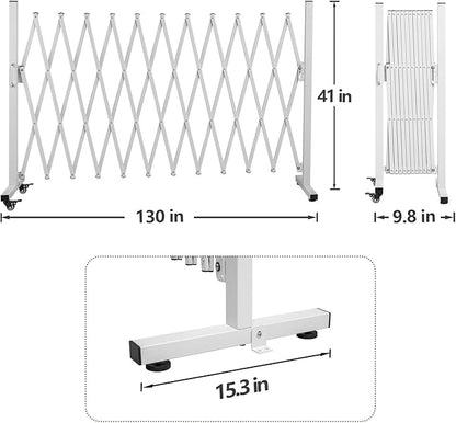 Aluminum Expandable Garden Fence, Portable Barricade Gate with Casters, Expansion Size 201×15.2×40.6 inches, Adjustable Flexible Fence Mobile Barricade Safety Barrier