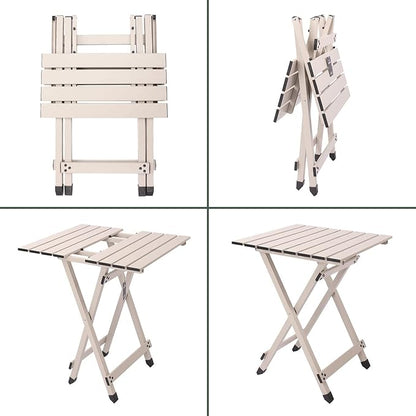SUNNYFEEL Folding Camping Table - Lightweight Aluminum Portable Picnic Table, 18.5x18.5x24.5 Inch for Cooking, Beach, Hiking, Travel, Fishing, BBQ, Indoor Outdoor Small Foldable Camp Tables