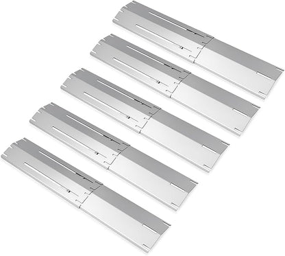 Universal replacement heavy duty adjustable heat plate shield,Burner cover,Flavorizer bar,heat Tent,Flamer tamer for gas grill models,Extends from 11.75"up to 21"L (304 Stainless Steel, 5 Pack)