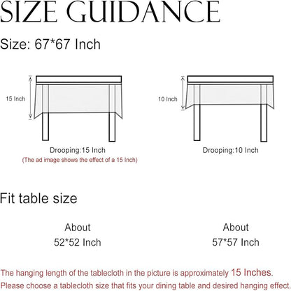 ISAENNE Designer Bohemian Linen Green Small Square Tablecloth,Floral Indoor Table Cloth,Stain Resistant Home Decor Tablecloths for Dining Thanksgiving Kitchen Party Christmas,67"*67"-Naples