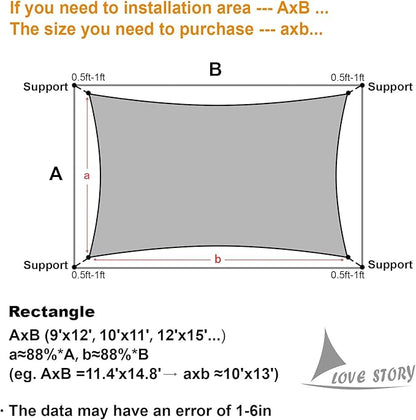 LOVE STORY Custom Size 4' x 10' Sun Shade Sail - Image 2