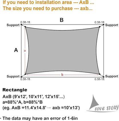 LOVE STORY Custom Size 12' x 24' Sun Shade Sail - Image 2