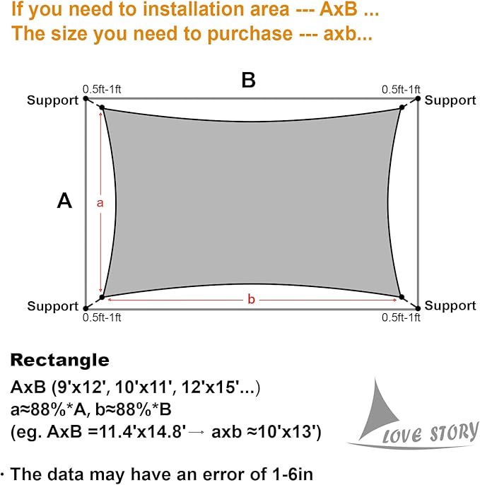 LOVE STORY 10' x 16' Rectangle Sun Shade Sail - Image 2
