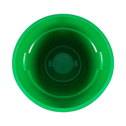 PRO&Family Commercial Round Trash Can with Lid and Dolly Rolling Waste Container, Ingredient Bin, Heavy-Duty Plastic, Anti-Static, Kitchen, Office, Outdoor Use (Green, 44 Gallon)