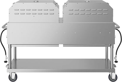 60 in. 8-Burner Commercial Outdoor Propane Gas Grill with Two 30 in. Pizza Ovens in Stainless-Steel, ETL Listed (CGKIT6-P30P30)