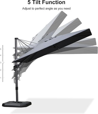 PURPLE LEAF Patio Cantilever Umbrell Left-right Tilting 10' X 6.5' Grey | - Image 9