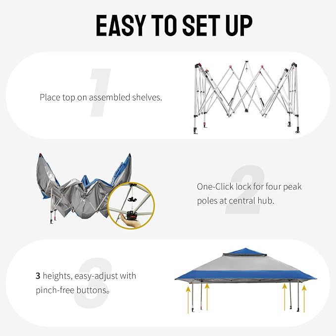 CROWN SHADES 13x13 Pop Up Gazebo, Outdoor Gazebo - Image 4