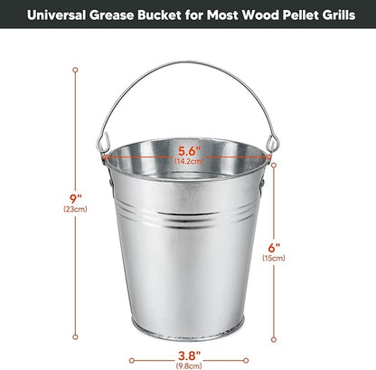 Stanbroil Grill Grease Bucket Replacement with 30-Pack Bucket Liners for Traeger 20/22/34 Series, Pit Boss, Camp Chef, Louisiana, etc Pellet Grill/Smoker, Silver