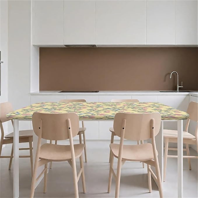 Rectangle Table Cloth Cover Waterproof Elastic Fitted Polyester Fitted Tablecloths for 4 Foot Tables for Indoor,Picnic, Camping, Outdoor （48" x 24"，Bird）