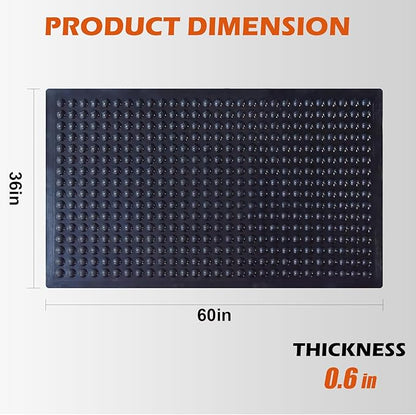 Black Rubber Bubble Anti-Fatigue Workplace Mat, Non-Slip Comfort Standing Floor Mat – Indoor, Outdoor, Garage, Workshop, Kitchen (36"x60" 2Pack)