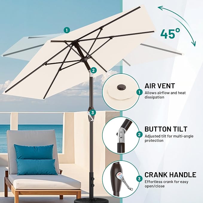 7.5FT Patio Umbrella Table Market Umbrella w/Tilt and Crank, Heavy-Duty Outdoor - Image 5