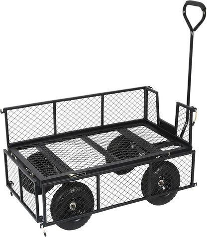 BILT HARD 400 lbs 10" Rubber Tires Steel Garden Cart with 180° Rotating Handle and Removable Sides, 4 Cu.Ft Capacity Utility Heavy Duty Garden Carts and Wagons
