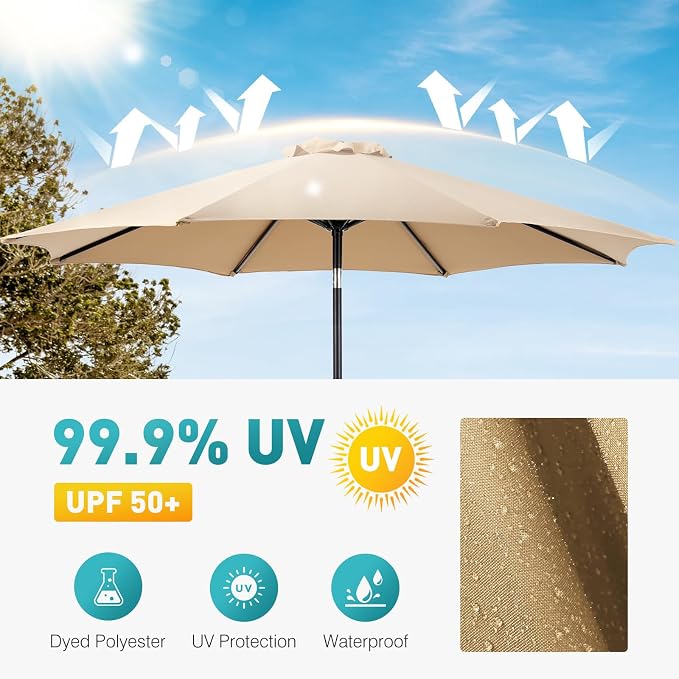 OLIXIS 9ft Patio Table Umbrella, Outdoor Patio Umbrella - Image 3