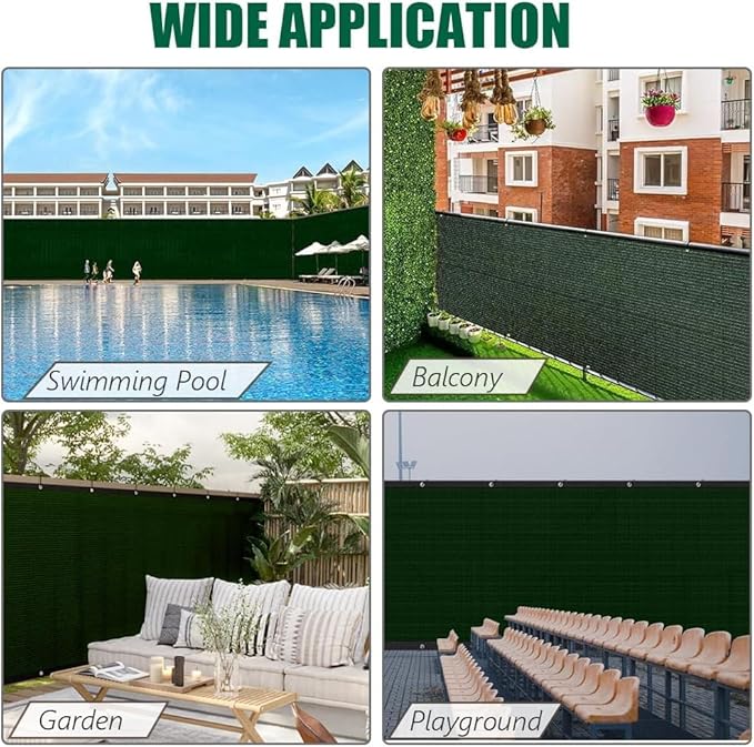 Petgrow Fence Privacy Screen 4FT X 95FT– Heavy Duty (HDPE) Outdoor Shade Mesh Cloth, 90% Blockage Fencing Shade Net Cover for Garden, Backyard, Balcony & Swimming – UV Protection, Windproof