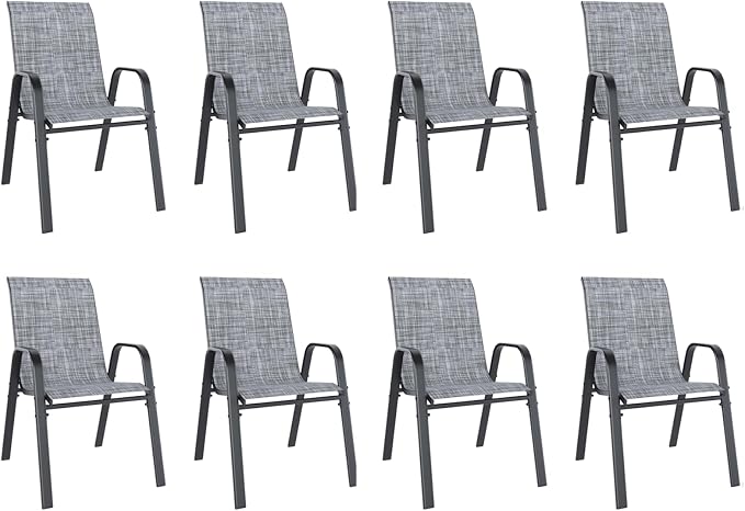 Patio Dining Chairs Set of 8, Outdoor Stackable Dining Chairs by TQKVIPI