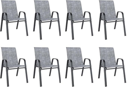 Patio Dining Chairs Set of 8, Outdoor Stackable Dining Chairs by TQKVIPI