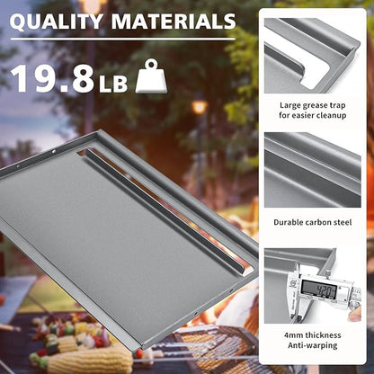 Hisencn 25.6" x 16.7" Griddle for Gas Grill, Cast Iron Griddle FlatTop Insert for Nexgrill, Weber, Charbroil, Pit Boss, Traeger, Camp Chef and more Grill, Griddle for Outdoor Gas & Charcoal Grills