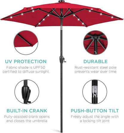 Best Choice Products 7.5ft Solar Umbrella LED Lighted Patio Umbrella, Table - Image 5