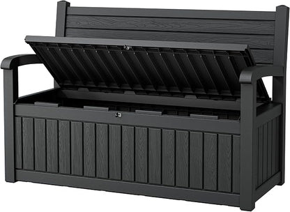 80 Gallon Deck Box Outdoor Storage Box Waterproof, Outdoor Storage Bench by Unknown
