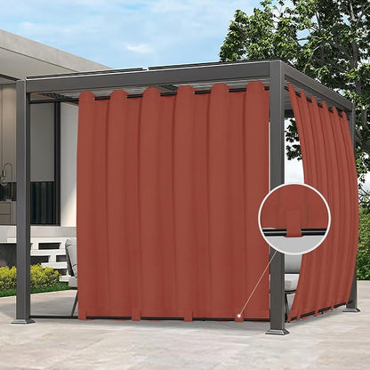 Easy-Going Outdoor Curtains for Patio 1 Panel, 110x84 inch, Terra Red | by Easy-Going