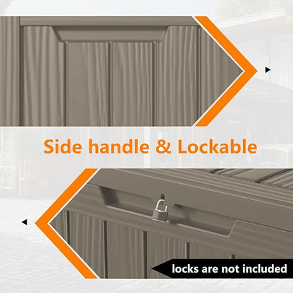 80 Gallon Outdoor Storage Box – Resin Deck Box with Lockable Lid, Waterproof Patio Furniture Storage for Tools, Garden & Yard Organization (Grey)