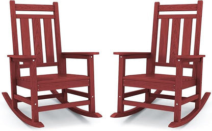 Oversized Outdoor Rocking Chair Set of 2, HDPE Patio Rockers by KINGYES