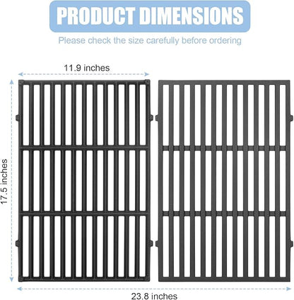 Cast Iron 7638 Grill Grates Replacement Parts for Weber Spirit I/II 300 Series Gas Grill, Cooking Grate for Spirit E/S-310 E/S-320 E/S-330 Spirit 700, Genesis 1000-3500, Silver Gold Platinum B/C,17.5"
