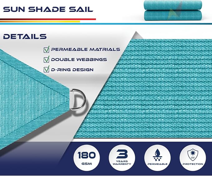 Windscreen4less 3' x 3' x 3' Sun Shade Sail Triangle Outdoor Canopy Cover UV - Image 3