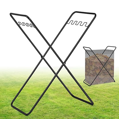 Trash Bag Holder Stand, Foldable Metal Garbage Bag Frame Fits 30-50 Gallon, Portable Yard Leaf Bag Holder for Lawn Cleanup, Camping, Weeding, Parties