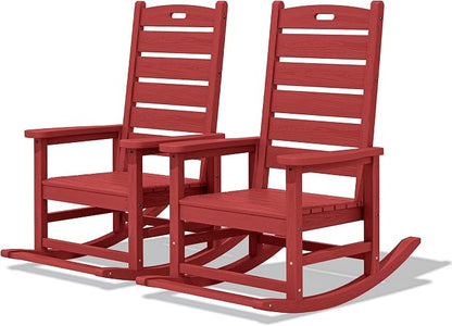 SERWALL Outdoor Rocking Chair Set of 2, Oversized HDPE Rocker, all Weather by SERWALL