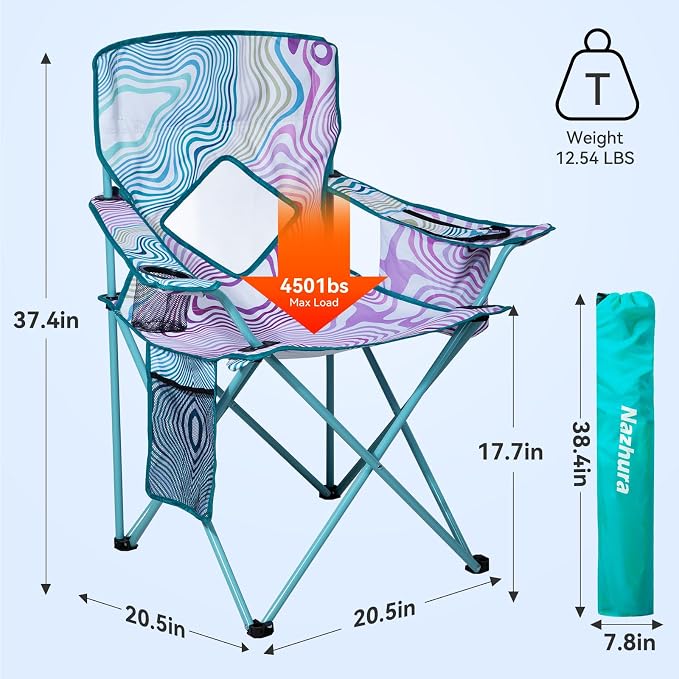 Nazhura 4 Pack Outdoor Camping Chairs Folding/Foldable/Portable - Image 3