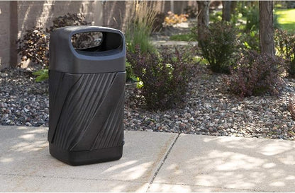 Safco Twist Trash Can, 32 Gallons, Indoor and Outdoor Use, Durable & Weather-Resistant Commercial Garbage Can, Black
