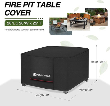 Porch Shield Square Patio Fire Pit Cover Fade Resistant Waterproof Outdoor Firepit Cover 28 x 28 inch for Gas Propane Fire Table