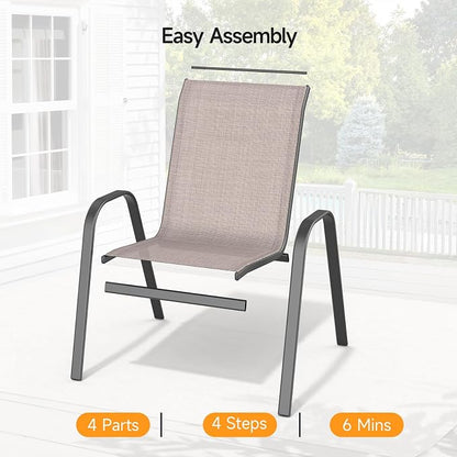 Patio Chairs Set of 4, Stackable Outdoor Dining Chairs | All Weather Dining Set - Image 6