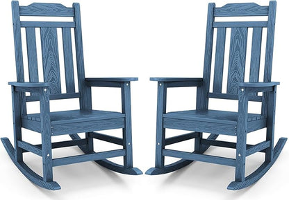 SERWALL HDPE Oversized Outdoor Rocking Chairs Set of 2, Patio Rocker, All by SERWALL
