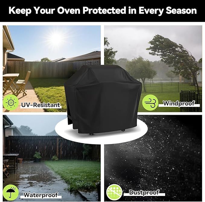Grill Cover Compatible with Traeger Smoker Grill, Black Waterproof BBQ Cover for Traeger Woodridge TFB86MLH
